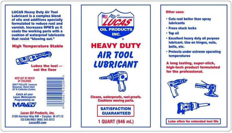 Lucas Oil 10200 Air Tool Lubricant, 1 Quart (Pack of 12)