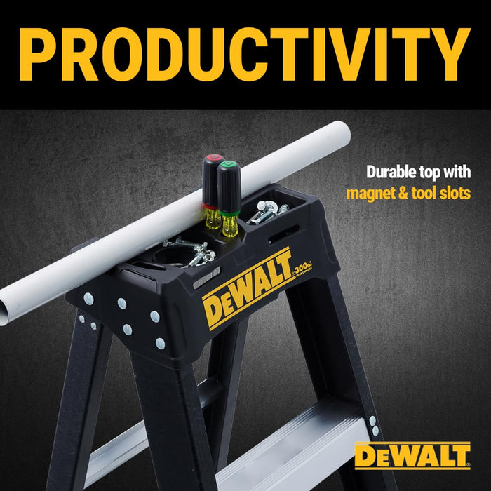 DEWALT 4-Foot Fiberglass Step Ladder, 300-Pound Load Capacity, Type IA, DXL3010-04 Black 4 feet