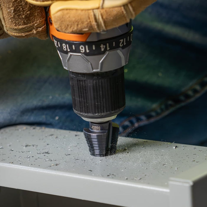 Klein Tools KTSB11 2-Step Drill Bit, 3/8-Inch Hex, Double Straight Flute, 7/8-Inch to 1-1/8-Inch