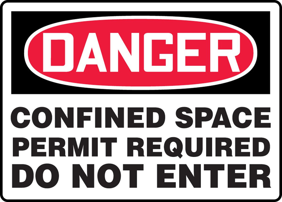 Accuform MCSP043VS Adhesive Vinyl Sign, "Danger CONFINED Space Permit Required DO NOT Enter", 14" Length x 20" Width x 0.004" Thickness