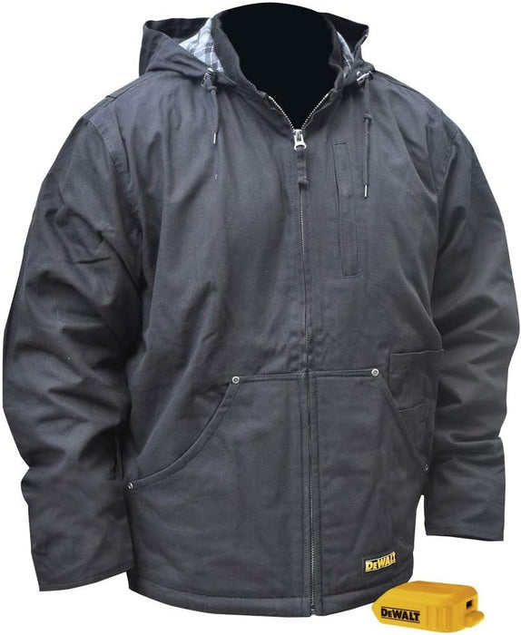 DEWALT DCHJ076A Heated Heavy Duty Work Coat Kit with 2.0Ah Battery and Charger, Large, Black (DCHJ076ABD1-L)