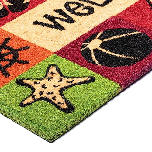 NoTrax, Welcome Beach, Vinyl-Backed Natural Coir Doormat, Entry Mat for Indoor or Outdoor Use, 18"x30", C12 (C12S1830WB)