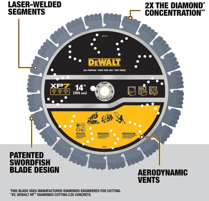 DEWALT (DW47427) Diamond Blade, All Purpose, Segmented XP7, 14 in.