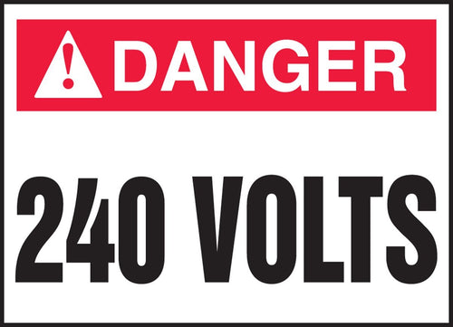 Accuform LELC172XVE Adhesive Dura-Vinyl Safety Label, "Danger 240 Volts", 2.5" Length x 3.5" Width x 0.006" Thickness