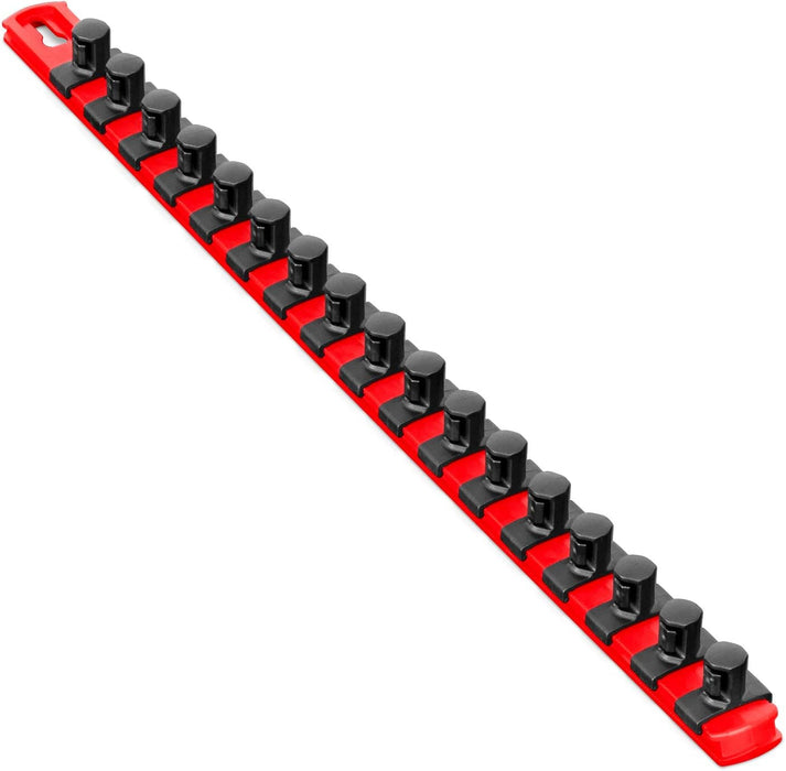 Ernst Manufacturing 18-Inch Socket Organizer with 17 1/2-Inch Twist Lock Clips, Red (8402-Red-1/2)