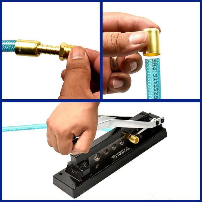 Interstate Pneumatics H8-KIT1 Heavy-Duty Bench Crimper (H8) with Ferrules, 0.718 Inch ID x 1 Inch & 0.656 Inch ID x 1 Inch (Pack of 50)