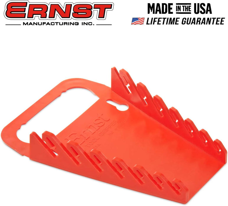 Ernst Manufacturing 5080 7-Wrench Gripper Portable Wrench Organizer - Easy Single-Handed Operation, Fits 1/4" to 5/8" & 6-12 mm, Red