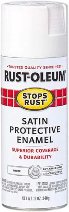 Rust-Oleum 7791830 Stops Rust Spray Paint, 12 Oz, Satin White (Pack of 6)