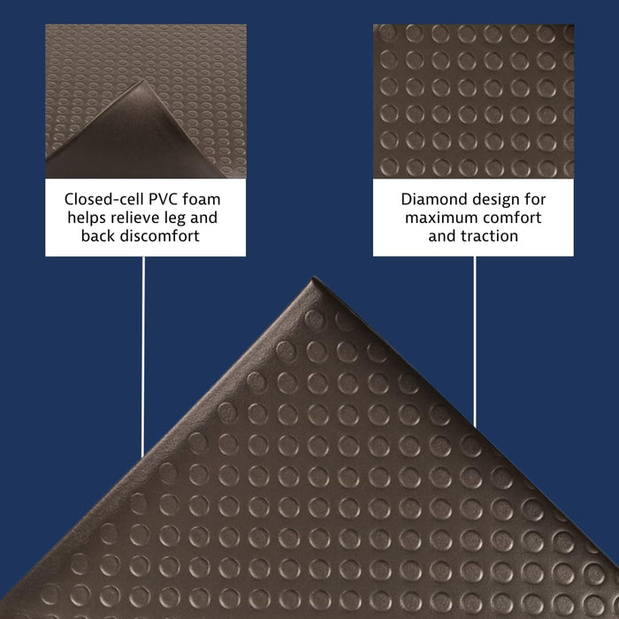 Notrax 417 Bubble Sof-Tred with Dyna-Shield 3' x 60' x 1/2" Anti Fatigue Mat, Slip Resistant Bubble Textured Surface, Ideal for Industrial and Commercial Workplaces, Black, 417R0036BL Black 3' x 60' x 1/2" Bubble Textured Surface