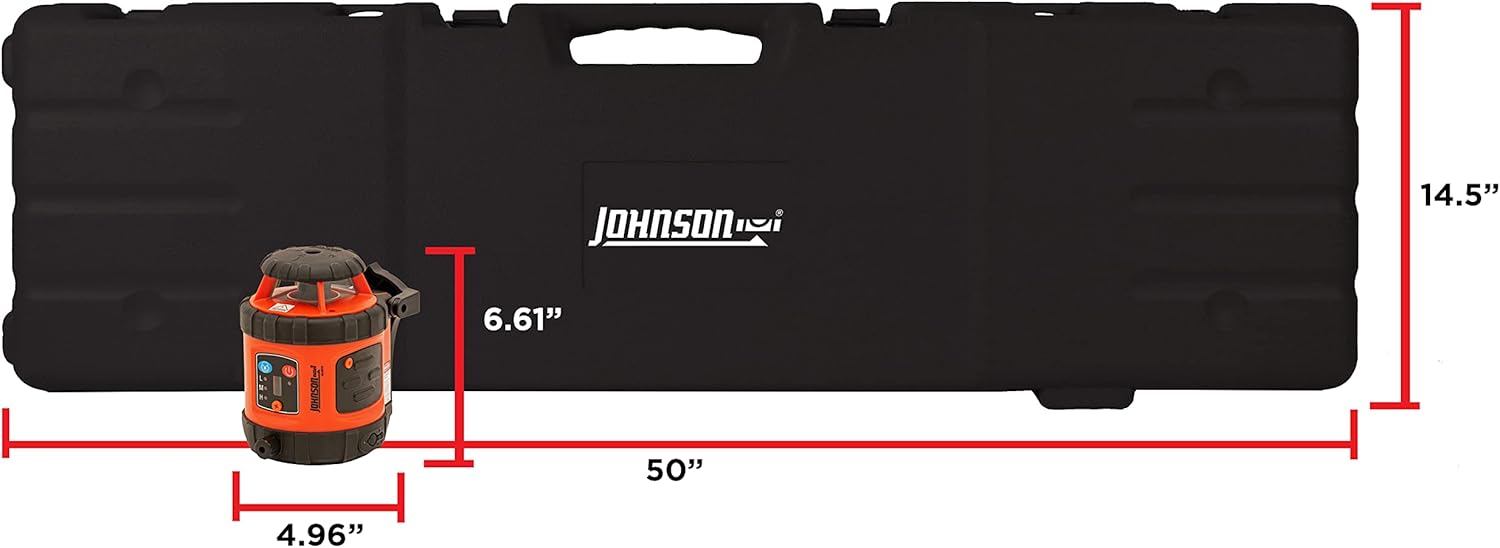 Johnson 99-026K Self-Leveling Horizontal Rotary Laser System with Hard Case Kit, 50 x 14.5", Red