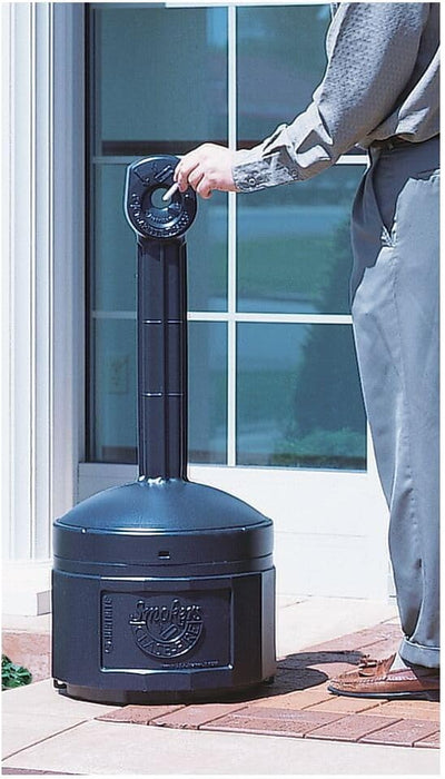 Justrite, Original Smoker’s Cease-Fire Outdoor Ashtray, Polyethylene Standing Ashtray with Steel Bucket, 4 Gallon, Black, 26800D