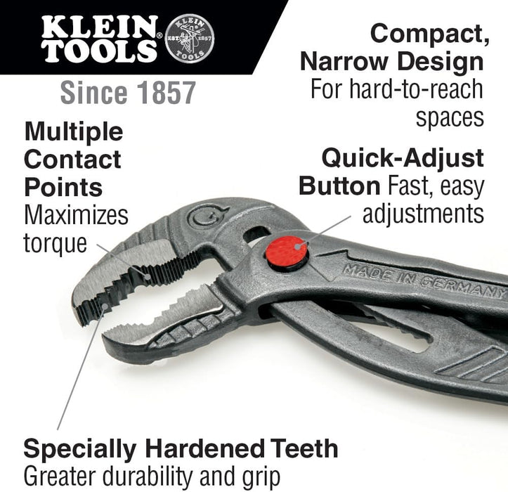 Klein Tools D504-10B Quick-Adjust Klaw Pump Pliers, 10-Inch