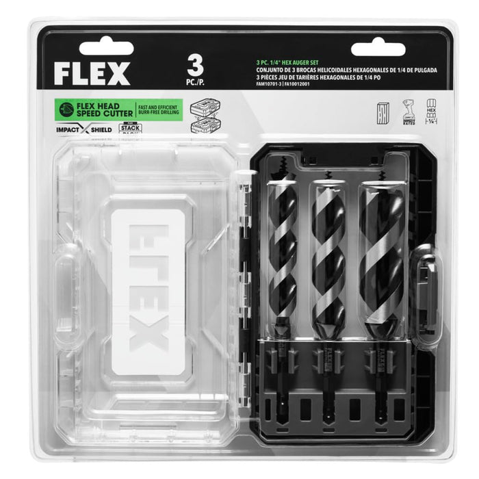 FLEX STACK PACK 3-Piece 1/4-Inch Hex Auger Set