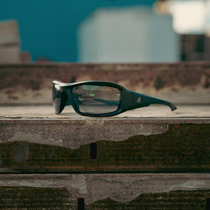 EDGE Brazeau Safety Glasses, Polarized Lenses, Non-Slip, Impact/Scratch Resistant, 99.9% UV Protect, ANSI Z87 Rated (Black, Polarized Smoke Vapor Shield)