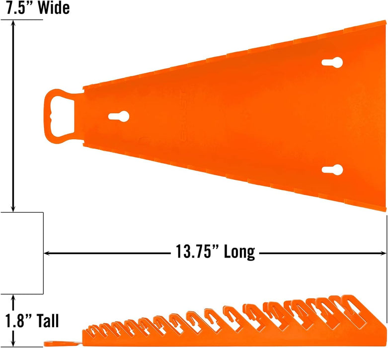 Ernst Manufacturing 5157 Gripper Reverse Wrench Portable Wrench Organizer - Holds 1/4" to 1 1/8" and 6 to 20mm Tools, Durable Flexible Grip, 15 Tool Capacity, Orange
