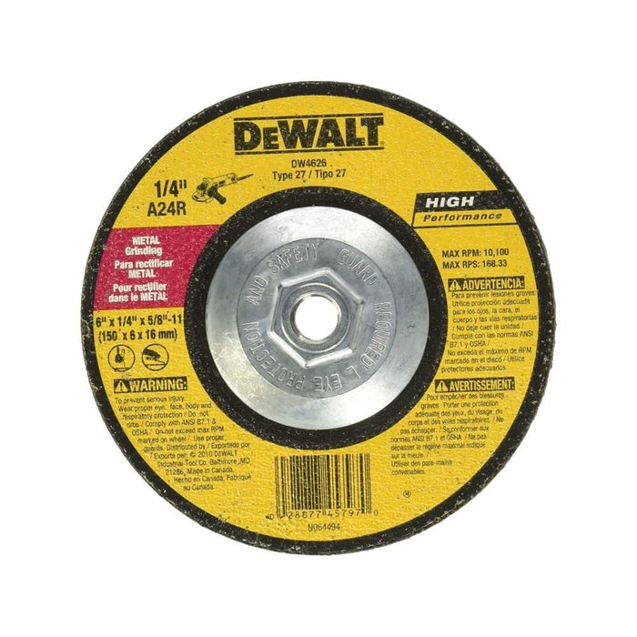DEWALT (DW4626) 6-Inch by 1/4-Inch by 5/8-Inch-11 High Performance Metal Grinding Wheel