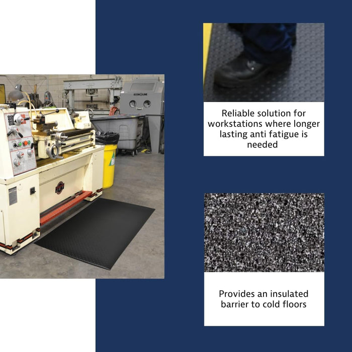 Notrax 417 Bubble Sof-Tred with Dyna-Shield 3' x 60' x 1/2" Anti Fatigue Mat, Slip Resistant Bubble Textured Surface, Ideal for Industrial and Commercial Workplaces, Black, 417R0036BL Black 3' x 60' x 1/2" Bubble Textured Surface