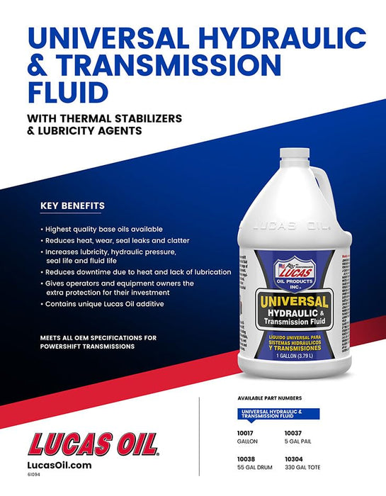 Lucas Oil 10017 Universal Hydraulic & Transmission Fluid - 1 Gallon