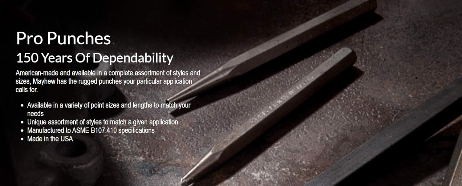 Mayhew Tools 21248 Metric Pin Punch, 10 mm x 7-1/8", Black Oxide Finish