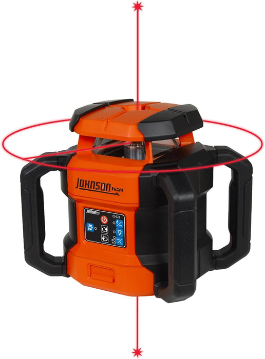 Johnson JRT300-RDHV-K Self-Leveling Red Dual Slope Rotary Laser Kit, 4,000FT Range, Hard-shell Carry Case, Lithium Ion Batteries, Magnetic Target, Laser Detector, Remote Control