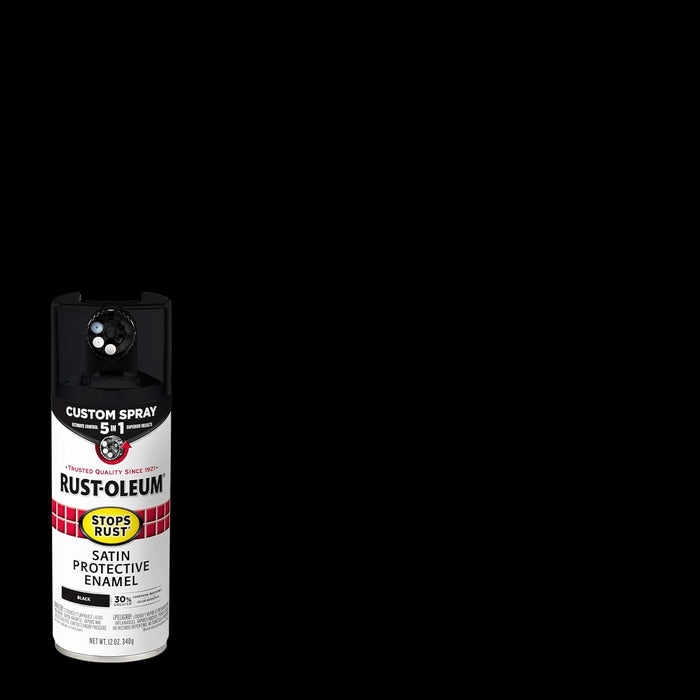 Rust-Oleum 376869 Stops Rust Custom Spray 5-in-1 Spray Paint, 12 oz, Satin Black (Pack of 1)