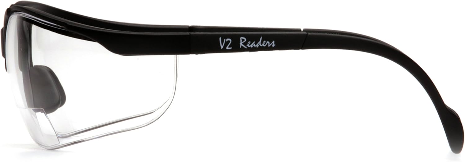 Pyramex Venture II Bifocal Readers Safety Glasses Protective Eyewear, 2.5 Diopters, Amber Clear Lens 3.0 Diopters/ Black Frame Pyramex Venture Ii Bifocal Readers Safety Eyewear, Clear +3.0 Lens With Black Frame