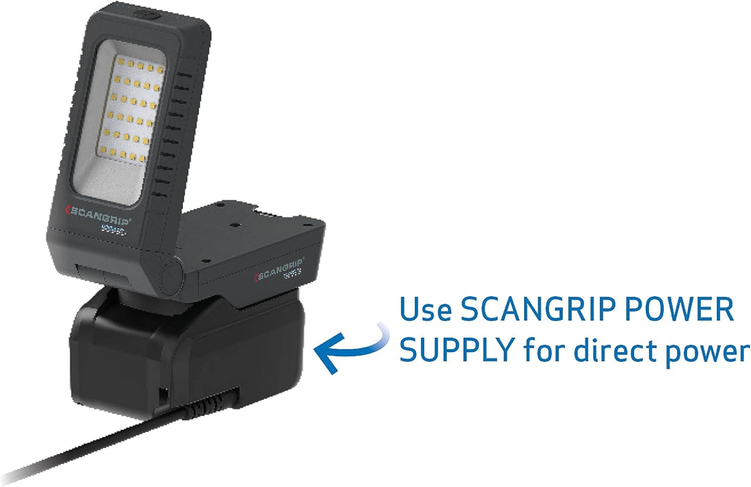 SCANGRIP Basic Connect 1000 Lumen LED Flood Light, Power Tool Battery Operated, Portable, Flexible Lamp Head, Lightweight and Compact Design