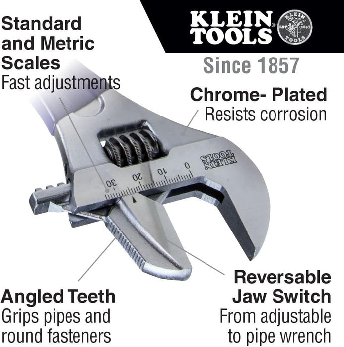 Klein Tools D86930 Reversible Jaw/Adjustable Pipe Wrench, 10-Inch
