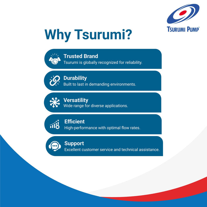 Tsurumi Pump HSE2.4S Submersible Trash Pump, Auto Relay Switch 1/2 HP 115V 2 in Discharge Dewatering Applications, 53 GPM / 3180 GPH