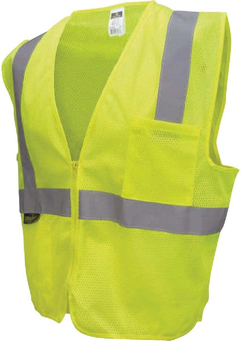 Radians SV2ZGMXL Polyester Mesh Economy Class 2 High Visibility Vest with Zipper Closure, X-Large, Green