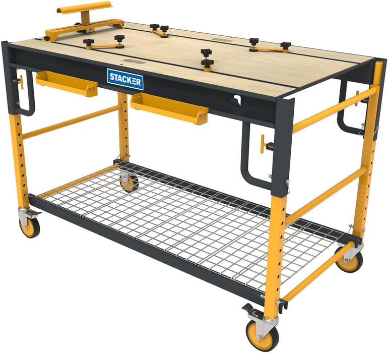 Stacker S-IB1TM0 5 in 1 Multi Function Workbench for Miter Saws, Scaffolding, Work Bench, Utility Cart, Storage Rack, and Work Platform