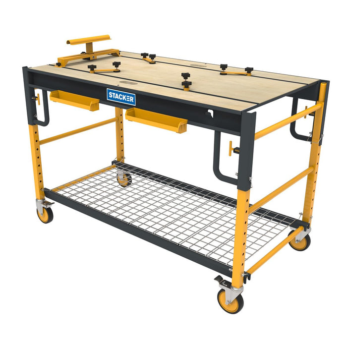 Stacker S-IB1TM0 5 in 1 Multi Function Workbench for Miter Saws, Scaffolding, Work Bench, Utility Cart, Storage Rack, and Work Platform