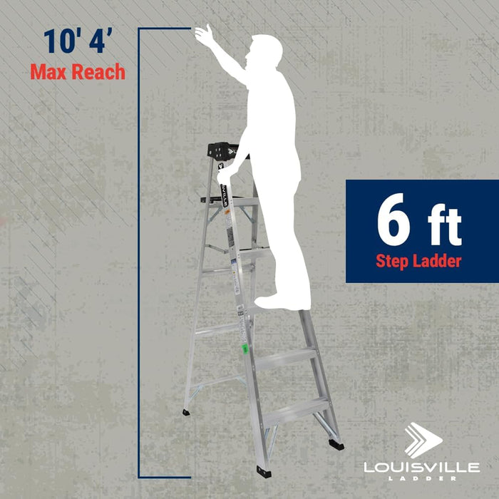 Louisville Ladder AS3006 6-Foot Aluminum Step Ladder, 300-Pound Load Capacity, Type IA