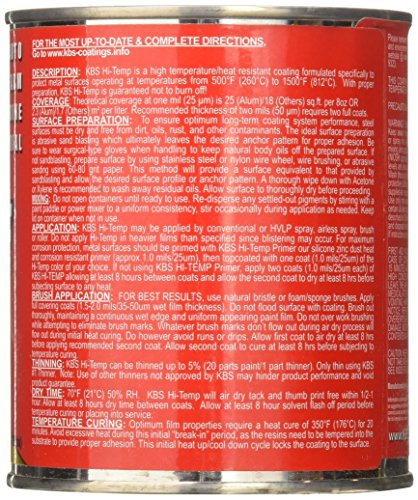 KBS Coatings 65325 Charcoal Metallic Xtreme Temperature Coating - 1 Pint, Charcoal Metallic, 16 Fl Oz (Pack of 1)