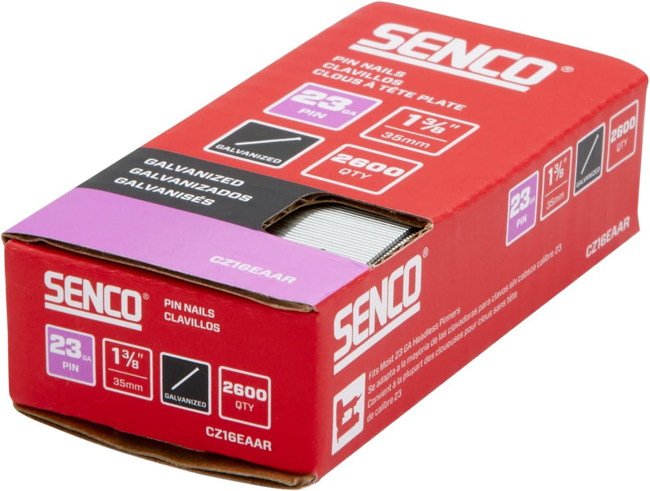 Senco CZ16EAAR 1-3/8" 23 Gauge Pin Nails, Galvanized Finish (2,600 Count)