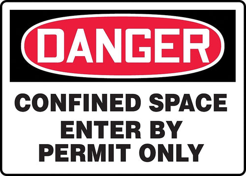 Accuform MCSP133VS "Danger Confined Space - Enter By Permit Only", Adhesive Vinyl, 7 x 10 Inches