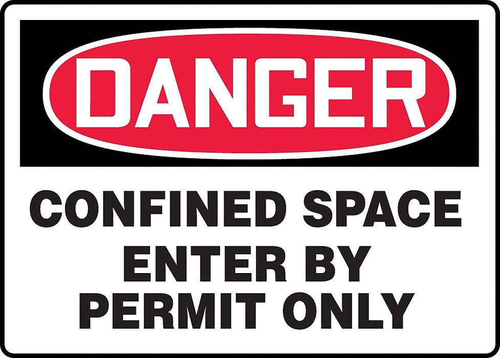 Accuform MCSP133VS "Danger Confined Space - Enter By Permit Only", Adhesive Vinyl, 7 x 10 Inches