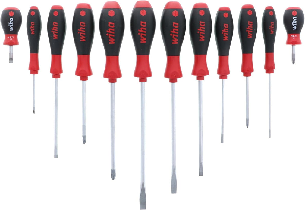 Wiha 30297 12-Piece Slotted and Phillips Screwdriver Set with Soft Finish Handles