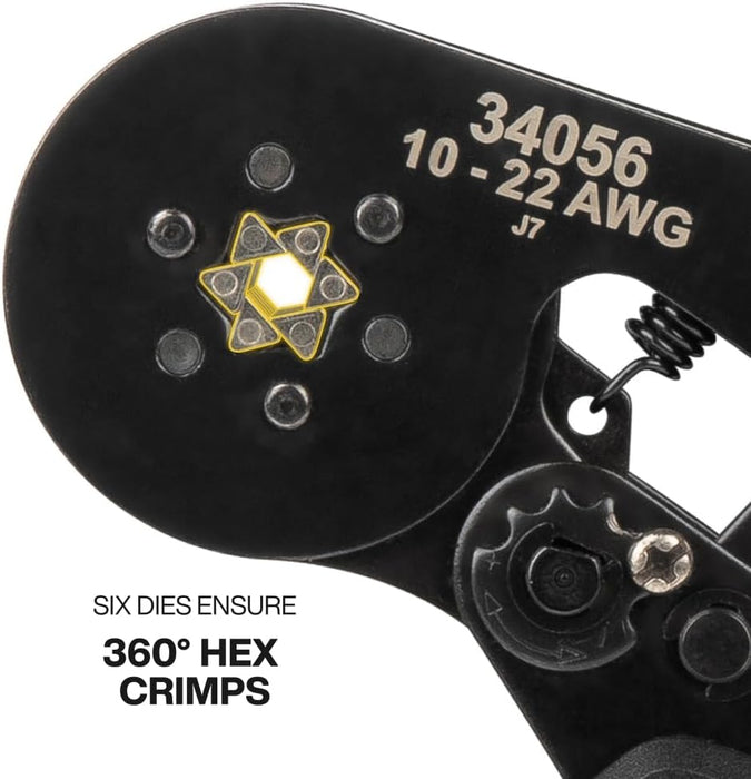 Klein Tools 34056 Ratcheting Ferrule Hex Crimper, 10 to 22 AWG Wire