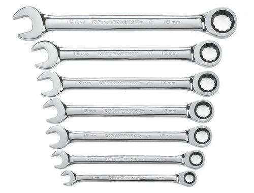 GEARWRENCH (9417) 7 Pc. 12 Pt. Ratcheting Combination Wrench Set, Metric