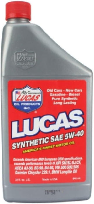 Lucas Oil 10189 SAE 5W-40 Motor Oil - 1 Quart, Pack of 6