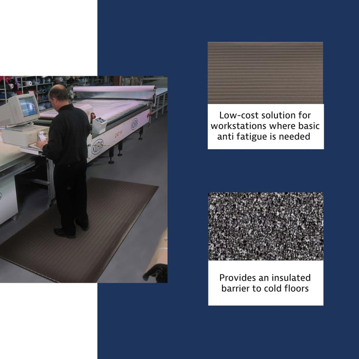 Notrax 410 Airug 2' x 3' x 5/8" Anti Fatigue Mat, Enhanced Slip Resistance with Beveled Edges and Ribbed Surface, Ideal for Industrial and Commercial Workplaces, Black, 410S0523BL