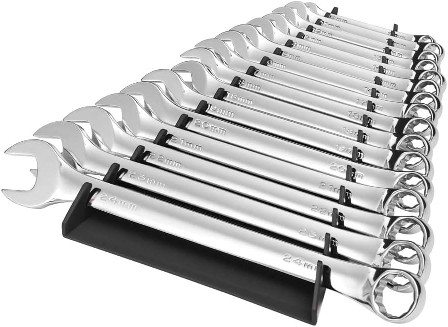 ERNST Manufacturing 5151 Reverse Wrench Organizer - Toolbox and Wall Mount Wrench Storage Tray, 16 Tool, in Vibrant Green