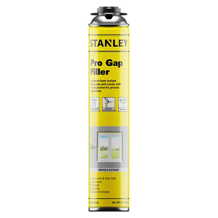 STANLEY Pro Gap Filler - Window & Door Filler, Gaps & Cracks, Expanding Spray Foam Sealant, Gun Not Included, 24 Oz (Pack of 1)