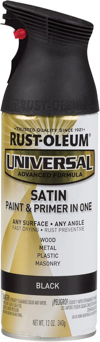 Rust-Oleum 6PK Universal All Surface Spray Paint, 12 oz, Satin Black (Pack of 6)
