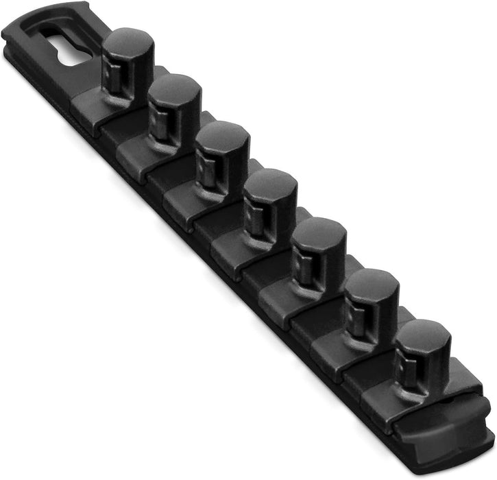 Ernst Manufacturing 8-Inch Magnetic Socket Organizer with 7 1/2-Inch Twist Lock Clips, Black (8428M-Black-1/2) 8-Inch 1/2-Inch Twist Clips Black