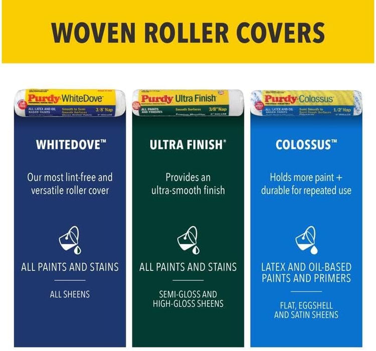 Purdy 14G624012 White Dove Jumbo Mini-Roller Cover, 4-1/2” x 3/8” Nap, Woven (Pack of 2)