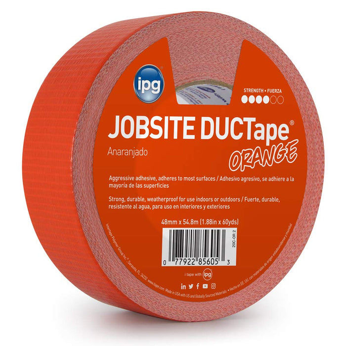 IPG (20C-0R2) JobSite DUCTape, Colored Duct Tape, 1.88" x 60 yd, Orange (Single Roll)