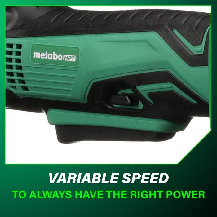 Metabo HPT 18V Lithium Ion 3/8 Inch Right Angle Drill, Keyless Chuck, Paddle Switch, Side Handle, Variable Speed, LED Light, Compact Power Drill, Tool Only, DN18DSLQ4