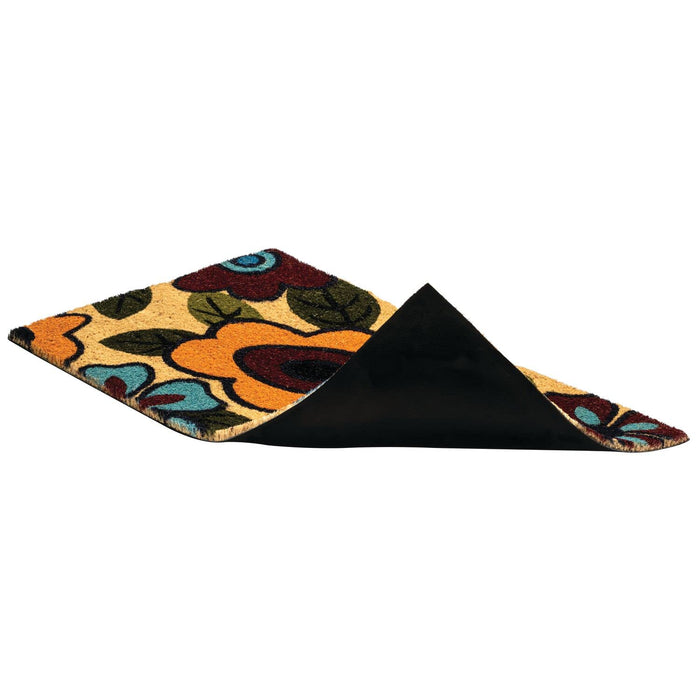 NoTrax, Retro Flower, Vinyl-Backed Natural Coir Doormat, Entry Mat for Indoor or Outdoor Use, 18"x30", C12 (C12S1830RF)
